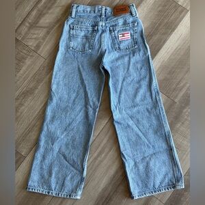 Tommy Hilfiger High Rise Wide Leg Jeans Girls Sz 8 Light Wash Denim